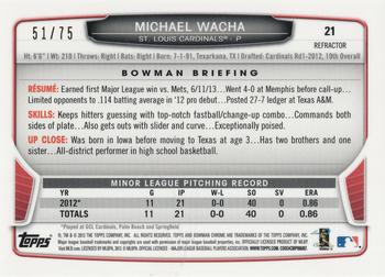 2013 Bowman Draft Picks & Prospects - Chrome Green Refractors #21 Michael Wacha Back