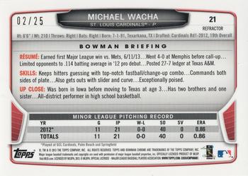 2013 Bowman Draft Picks & Prospects - Chrome Orange Refractors #21 Michael Wacha Back