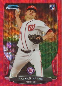 2013 Bowman Draft Picks & Prospects - Chrome Red Wave Refractors #3 Nathan Karns Front