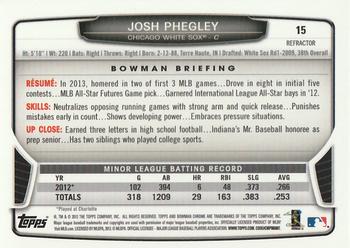 2013 Bowman Draft Picks & Prospects - Chrome Refractors #15 Josh Phegley Back