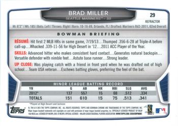 2013 Bowman Draft Picks & Prospects - Chrome Refractors #29 Brad Miller Back