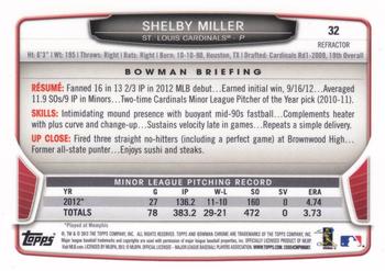 2013 Bowman Draft Picks & Prospects - Chrome Refractors #32 Shelby Miller Back