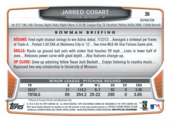 2013 Bowman Draft Picks & Prospects - Chrome Refractors #36 Jarred Cosart Back