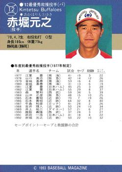 1993 BBM #12 Motoyuki Akahori Back