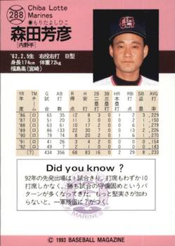1993 BBM #288 Yoshihiko Morita Back