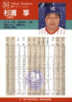 1993 BBM #304 Toru Sugiura Back