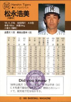 1993 BBM #342 Hiromi Matsunaga Back