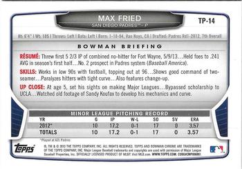 2013 Bowman Draft Picks & Prospects - Chrome Top Prospects #TP-14 Max Fried Back