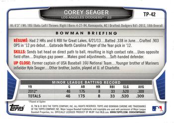 2013 Bowman Draft Picks & Prospects - Chrome Top Prospects #TP-42 Corey Seager Back