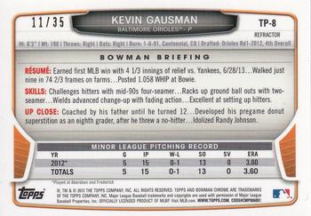 2013 Bowman Draft Picks & Prospects - Chrome Top Prospects Black Refractors #TP-8 Kevin Gausman Back