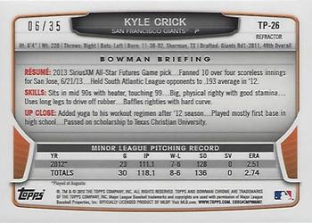 2013 Bowman Draft Picks & Prospects - Chrome Top Prospects Black Refractors #TP-26 Kyle Crick Back