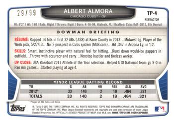 2013 Bowman Draft Picks & Prospects - Chrome Top Prospects Blue Refractors #TP-4 Albert Almora Back