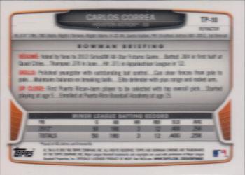 2013 Bowman Draft Picks & Prospects - Chrome Top Prospects Refractors #TP-10 Carlos Correa Back
