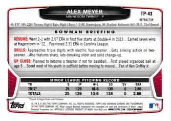 2013 Bowman Draft Picks & Prospects - Chrome Top Prospects Refractors #TP-43 Alex Meyer Back