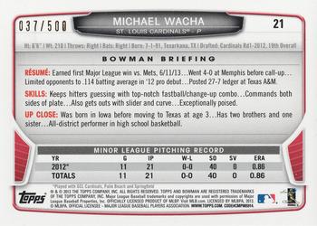 2013 Bowman Draft Picks & Prospects - Blue #21 Michael Wacha Back