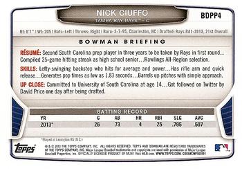 2013 Bowman Draft Picks & Prospects - Draft Picks #BDPP4 Nick Ciuffo Back