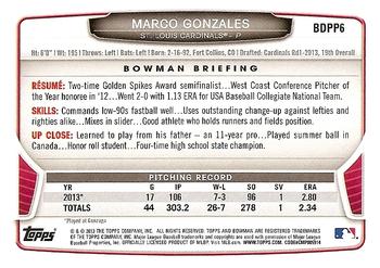 2013 Bowman Draft Picks & Prospects - Draft Picks #BDPP6 Marco Gonzales Back
