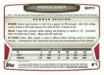 2013 Bowman Draft Picks & Prospects - Draft Picks #BDPP17 Andrew Knapp Back