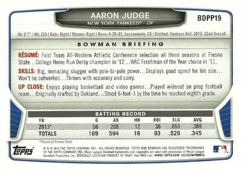 2013 Bowman Draft Picks & Prospects - Draft Picks #BDPP19 Aaron Judge Back