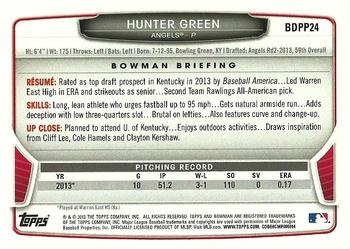 2013 Bowman Draft Picks & Prospects - Draft Picks #BDPP24 Hunter Green Back