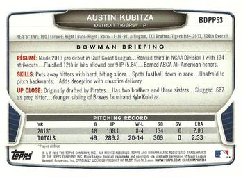 2013 Bowman Draft Picks & Prospects - Draft Picks #BDPP53 Austin Kubitza Back