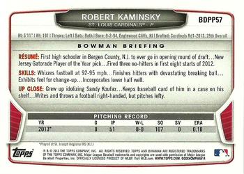 2013 Bowman Draft Picks & Prospects - Draft Picks #BDPP57 Robert Kaminsky Back