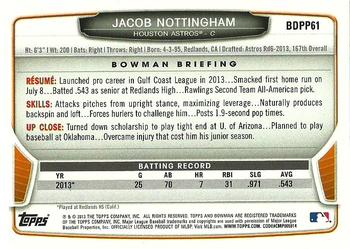 2013 Bowman Draft Picks & Prospects - Draft Picks #BDPP61 Jacob Nottingham Back