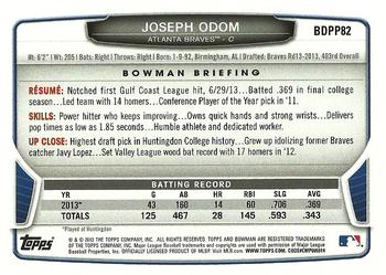 2013 Bowman Draft Picks & Prospects - Draft Picks #BDPP82 Joseph Odom Back
