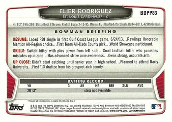 2013 Bowman Draft Picks & Prospects - Draft Picks #BDPP83 Elier Rodriguez Back