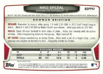 2013 Bowman Draft Picks & Prospects - Draft Picks #BDPP97 Niko Spezial Back