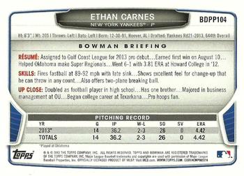 2013 Bowman Draft Picks & Prospects - Draft Picks #BDPP104 Ethan Carnes Back