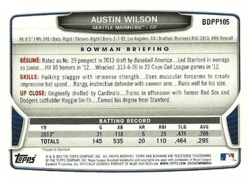 2013 Bowman Draft Picks & Prospects - Draft Picks #BDPP105 Austin Wilson Back