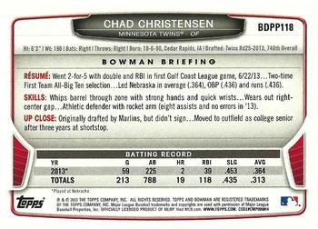 2013 Bowman Draft Picks & Prospects - Draft Picks #BDPP118 Chad Christensen Back
