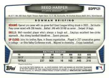2013 Bowman Draft Picks & Prospects - Draft Picks #BDPP121 Reed Harper Back