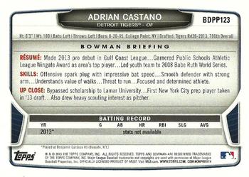 2013 Bowman Draft Picks & Prospects - Draft Picks #BDPP123 Adrian Castano Back