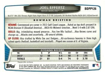 2013 Bowman Draft Picks & Prospects - Draft Picks #BDPP126 Joel Effertz Back