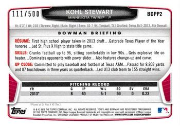2013 Bowman Draft Picks & Prospects - Draft Picks Blue #BDPP2 Kohl Stewart Back