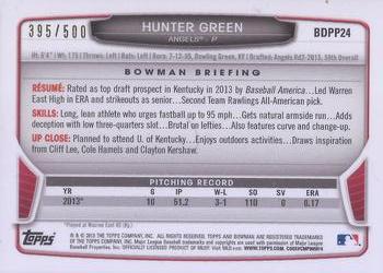 2013 Bowman Draft Picks & Prospects - Draft Picks Blue #BDPP24 Hunter Green Back