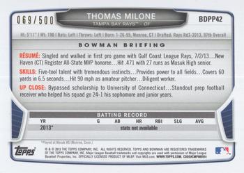 2013 Bowman Draft Picks & Prospects - Draft Picks Blue #BDPP42 Thomas Milone Back