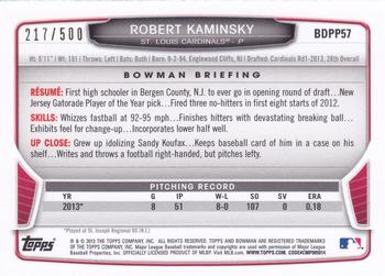 2013 Bowman Draft Picks & Prospects - Draft Picks Blue #BDPP57 Robert Kaminsky Back