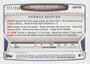 2013 Bowman Draft Picks & Prospects - Draft Picks Orange #BDPP38 Andrew Church Back