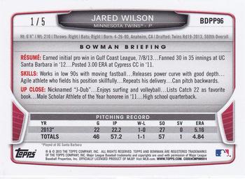 2013 Bowman Draft Picks & Prospects - Draft Picks Red #BDPP96 Jared Wilson Back