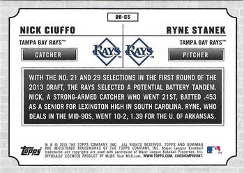 2013 Bowman Draft Picks & Prospects - Dual Draftee #DD-CS Ryne Stanek / Nick Ciuffo Back