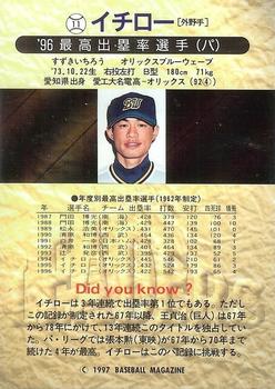 1997 BBM #11 Ichiro Suzuki Back
