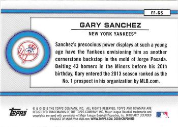 2013 Bowman Draft Picks & Prospects - Future of the Franchise #FF-GS Gary Sanchez Back