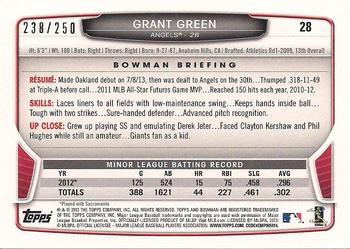 2013 Bowman Draft Picks & Prospects - Orange #28 Grant Green Back