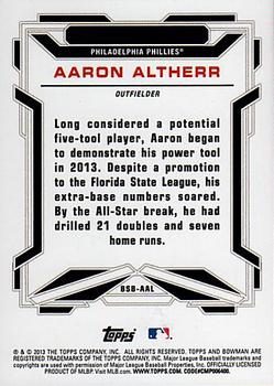 2013 Bowman Draft Picks & Prospects - Bowman Scout Breakouts #BSB-AAL Aaron Altherr Back