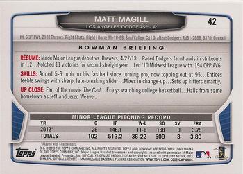 2013 Bowman Draft Picks & Prospects - Silver Ice #42 Matt Magill Back