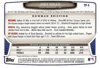 2013 Bowman Draft Picks & Prospects - Top Prospects #TP-5 Joey Gallo Back