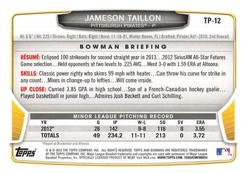2013 Bowman Draft Picks & Prospects - Top Prospects #TP-12 Jameson Taillon Back